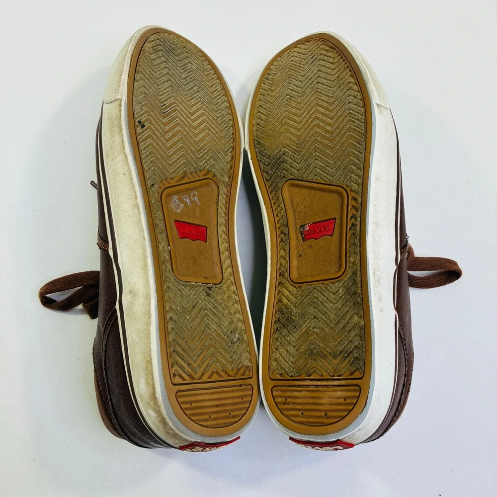Levis Mens 10.5 Brown Synthetic Leather Low Top Sneakers 51822002B Casual Shoes